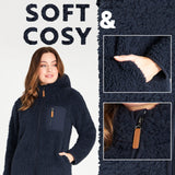 1 x RAW Customer Returns CityComfort Women s Sweatshirt with Zip, Winter Teddy Fleece Sweatshirt Navy Blue, L  - RRP €25.94