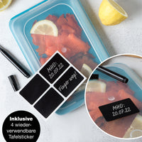 1 x RAW Customer Returns Moritz Moritz set of 4 stackable cold cuts boxes food storage containers with lids for storing sausage, cheese, etc. including chalkboard stickers for labelling - RRP €14.99