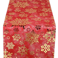 14 x Brand New Yeahshion Christmas Table Runner 28cmx5m, Red and Gold Metallic Non-Woven Table Runner with Snowflake Patterns for Christmas Decorations, DIY, Packaging - RRP €131.04