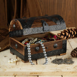 1 x RAW Customer Returns Ajuny Handmade Decorative Pirate Treasure Chest Wooden Jewelry Storage Box Cross Shell Stripe Keepsake Trinket Holder Ring Necklace Watch Ideal for Gifts, 9 x 6  - RRP €24.99