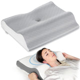 1 x RAW Customer Returns Elviros Cervical Pillow for Neck Pain, 2 in 1 Memory Foam Contour Support Pillow, Ergonomic Orthopedic Traction for Shoulder Pain Relief, 56x11 9x43cm, Gray - RRP €30.24