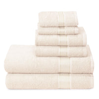 1 x RAW Customer Returns GLAMBURG Ultra Soft 6 Pack Cotton Towel Set, Includes 2 Oversized Bath Towels 70 x 140 cm, 2 Hand Towels 40 x 60 cm and 2 Laundry Room Towels 30 x 30 cm, Ivory - RRP €19.99