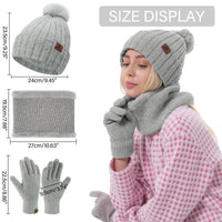 1 x RAW Customer Returns ZASFOU Women s Winter Beanie Hats Scarf Touchscreen Gloves Set Chenille Knitted Winter Hat Winter Gloves Loop Scarf, Pink - RRP €22.61