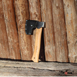 1 x RAW Customer Returns Xforst axe, hatchet, hand axe, made of forged carbon steel. Survival axe made of hickory wood handle with blade protection made of real leather. Viking axe. 27 cm 0.67 kg. Model X-AG1Black - RRP €31.1