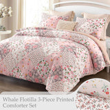 1 x RAW Customer Returns Whale Flotilla duvet in 220x230 cm, breathable and super soft quilted blanket for 4 seasons with 2 pillowcases, pink check - RRP €35.28