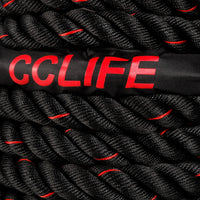 1 x RAW Customer Returns CCLIFE Battle Ropes Battle Rope 9m 12m 15m 38mm Fitness Sport Rope Training Rope Fitness Rope Sports Rope Battle Rope for Gym Muscle Building, Size 9m with red protective cover and holder - RRP €55.02