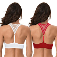 1 x RAW Customer Returns Curve Muse Women s Push Up Plus Size 1 Cup Underwire Bra with Front Closure - Pack of 2 - Red, White - 110B - RRP €41.14