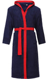 1 x RAW Customer Returns Ladeheid men s terry cloth bathrobe made of 100 cotton LA40-190 dark blue-29 red-26, XL  - RRP €43.67