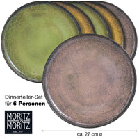 1 x RAW Customer Returns Moritz Moritz VIDA 6-piece dinner plate set yellow-green-pink - dinner plate for 6 people - porcelain dishwasher and microwave safe - RRP €50.41