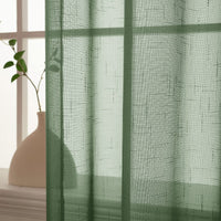 1 x RAW Customer Returns MIULEE Set of 2 Voile Curtains Sheer Linen Curtain with Eyelets Transparent Linen Look Curtain Eyelet Curtain Living Room Window Curtain Translucent Decorative Curtain Bedroom 140 x 245 cm W x H Dark Green - RRP €32.49