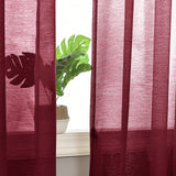 1 x RAW Customer Returns DWCN Set of 2 Sheer Voile Curtains with Eyelets Transparent Curtains with Curtain Ties for Living Room, Wine Red, 215 x 140 cm H x W  - RRP €23.18