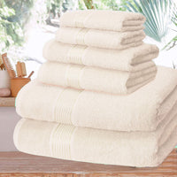 1 x RAW Customer Returns GLAMBURG Ultra Soft 6 Pack Cotton Towel Set, Includes 2 Oversized Bath Towels 70 x 140 cm, 2 Hand Towels 40 x 60 cm and 2 Laundry Room Towels 30 x 30 cm, Ivory - RRP €19.99