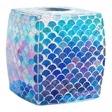 4 x Brand New WHOLE HOUSEWARES Decorative Mosaic Tissue Box for Bathroom - Durable and Easy to Refill - Practical Versatile Bathroom Accessory - Perfect Gift Idea for Any Occasion - Mermaid - RRP €116.96