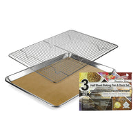 1 x RAW Customer Returns KITCHENATICS Heavy Duty Baking Sheet with Wire Rack Set 100 Pieces Parchment Paper, 1 2 Baking Sheet and Rack Set, Cookie Pan with Cooling Rack, Half Baking Sheet Pan and Rack with Baking Paper, 13 x 18  - RRP €38.28