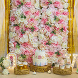 1 x RAW Customer Returns NUPTIO 2 Pack Flower Wall Panel 60cm X 40cm White Pink Artificial Roses Artificial Flower Floral Backdrop, Flower Wall Background for Party Wedding Bridal Shower Baby Shower Christmas Home Decoration - RRP €48.98