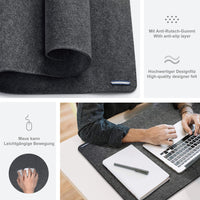 1 x RAW Customer Returns Lucky Sign - Felt Desk Pad with Non-slip Coating Desk Mat for Office and Home Use, 40x80cm - Dark Gray - RRP €18.99