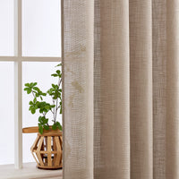 1 x RAW Customer Returns MIULEE Curtains Tab-Top Voile Curtain Modern Linen Look Semi-Transparent for Living Room Bedroom Children s Room Sliding Curtain Set of 2 Stores Dark Brown 145 x 140 cm - RRP €34.27