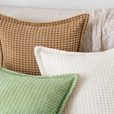 4 x Brand New MIULEE A Set of 2 Soft Grain Pillowcases in Broadside Style Rectangular, Decorative for Home in Sofa, Bedroom and Living Room 2 Pieces 40x40cm Bean Green - RRP €81.6