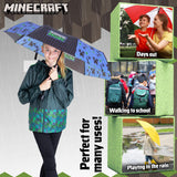 1 x RAW Customer Returns Minecraft Umbrella for Children - Extendable, Windproof, Lightweight and Fun Design - Ideal for Rainy Days Blue  - RRP €18.68