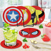 1 x Brand New Lxmsja 6 PCS Diamond Painting Coasters with Holder, Diamond Painting Spider Man, Diamond Painting Pictures Adults Children, Diamond Cup Coasters with Cork, Crafts Adults Women - RRP €11.09