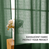 1 x RAW Customer Returns MIULEE Set of 2 Voile Curtain Sheer Linen Curtain with Eyelets Transparent Irregular Texture Translucent Curtain for Bedroom 245 x 140cm H x W Dark Green - RRP €38.69