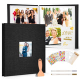 1 x Brand New DazSpirit Self-Adhesive Photo Album, 28 27cm Large Linen Cover Scrapbook, with Scraper, Metal Pen, Stickers, Templates, DIY Photo Album for Families, Couples, Babies, Travel 20 Sheets 40 Pages Black  - RRP €20.4