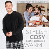 1 x RAW Customer Returns CityComfort Men s Winter Pajamas, 2-Piece Long-Sleeved Fleece Pajamas L, Black Plaid  - RRP €31.25