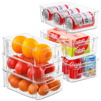 1 x RAW Customer Returns HNNJCK Stackable refrigerator organizer set of 6, fridge storage box, kitchen organization system for home, kitchen, pantry, pantry, kitchen, desk, pantry, cupboard - RRP €27.22