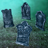 4 x Brand New Prextex Pack of 4 Halloween Decor RIP Lightweight Foam Tombstones - Halloween Decorations RIP Outdoor Indoor, 43cm x 33cm - Halloween Clearance - RRP €76.8