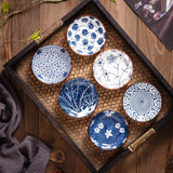 1 x RAW Customer Returns Swuut , Ceramic , Japanese Style 10.2 cm, Side Dishes, Sauce Bowls for Sushi, Sauce, Snack and Soy, 85 ml, Blue White Squeeze Bowls Kitchen Prep - Set of 6 10.2 cm  - RRP €18.62