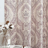 1 x Brand New TOPICK sheer curtain linen curtain vintage bistro curtain country house style flowers printed curtain floral sheer curtain opaque for kitchen living room country house set of 2 purple on beige 65W x 60H cm  - RRP €19.15