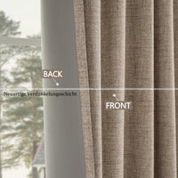 1 x RAW Customer Returns CUCRAF Pair of Thermal Insulated Eyelet Curtains Set of 2 with 2 Passes Coating Sun Protection for Bedroom Blackout Curtains H175xW140cm Linen Color - RRP €39.31