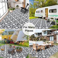 1 x RAW Customer Returns SHACOS Outdoor Carpet Plastic Weatherproof, UV-resistant 120x180cm Garden Carpet Outdoor Balcony Carpet Waterproof Outdoor Carpet Boho Flat Weave Carpet for Outdoor, Terrace, Living Room - Gray - RRP €29.5