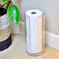 2 x Brand New Youngever Plastic Toilet Paper Holder Standing, Transparent Roll Holder Toilet Paper, Toilet Paper Roll Storage - RRP €52.06