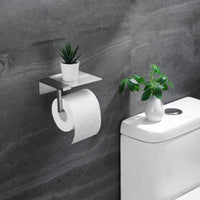 1 x RAW Customer Returns YIGII Toilet Paper Holder with Shelf - Toilet Paper Holder Without Drilling Stainless Steel, Toilet Paper Holder, Self-Adhesive Toilet Paper Holder for Bathroom, Silver - RRP €14.4