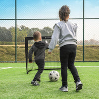 1 x RAW Customer Returns SONGMICS Football Goals for Kids, Set of 2, Pop-Up, Quick Assembly, Garden, Park, Beach, Frame Made of Fiberglass Rods, Oxford Fabric and Polyester Net, Black SZQ122B02 - RRP €28.89