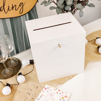 1 x RAW Customer Returns Creative Deco card box wedding wooden box with lid 29 x 25 x 30 cm Money gifts wooden box with slot, lock and key gift card box money box letter box box Storage donation box - RRP €44.32