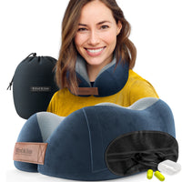 1 x RAW Customer Returns Neck Pillow Travel Pillow Set Sleep Mask Ear Plugs Bag Soft Travel Pillow Neck Cushion Memory Foam Neck Roll Foam Pillow Neck Support Pillow Neck Car Bus Train - RRP €22.61