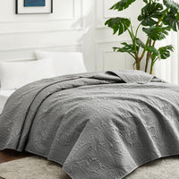 1 x RAW Customer Returns Love s cabin Bedspread 240x260 Gray Soft Bed Quilt Lightweight Microfiber Bedspreads Bed Throw 240x260 Modern Bedspread with Coin Pattern for All Seasons without Pillowcase  - RRP €36.19