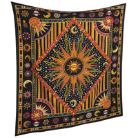 1 x RAW Customer Returns RAJRANG BRINGING RAJASTHAN TO YOU Wall Hanging Hippie Sun Moon Tapestry Red 213x137 cm Decorative Goa Trippy Cotton Tapestery for Home Decor - RRP €14.98