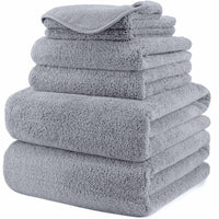 1 x RAW Customer Returns Polyte - Towel set - quick-drying lint-free microfiber - 6 pieces gray  - RRP €29.89