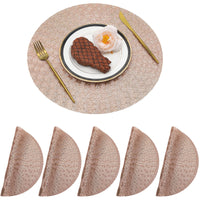 19 x Brand New Homodeco Set of 6 Woven Placemats Washable, 38 cm Hollowed Round Placemats Heat Resistant Placemats Christmas for Kitchen, Party, Wedding, Champagne - RRP €287.66