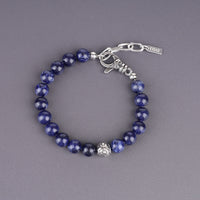 1 x RAW Customer Returns COAI Gift Ideas Reiki Bracelet made of Sodalite with Fleur De Lis Charm for Men - RRP €29.0