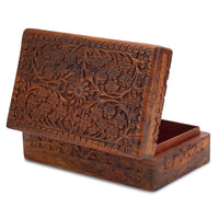 1 x RAW Customer Returns Ajuny Handmade Wooden Jewelry Box for Women - Floral Design Solid Multipurpose Jewelry Storage Watch Box Decorative Chest Jewelry Holder as Gift, 8 x 5  - RRP €15.91