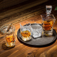 1 x RAW Customer Returns KANARS 5-piece whiskey glasses and carafe set, 800 ml whiskey decanter with 4x 260 ml glasses, lead-free crystal glasses, beautiful gift box, high quality - RRP €65.99