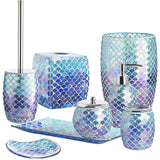 4 x Brand New WHOLE HOUSEWARES Decorative Mosaic Tissue Box for Bathroom - Durable and Easy to Refill - Practical Versatile Bathroom Accessory - Perfect Gift Idea for Any Occasion - Mermaid - RRP €116.96