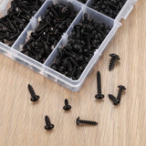 1 x RAW Customer Returns 350 pcs self-tapping screws, black sheet metal screws, wood screws, flat head cross head body screws assortment set, carbon steel cross recess drywall screw, M3 M3.5 M4 M4.8 - RRP €10.81