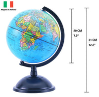 1 x RAW Customer Returns Exerz 20cm World Map - Map in Italian - Educational Decoration Geographic - Political Map - Diameter 20cm - RRP €24.99