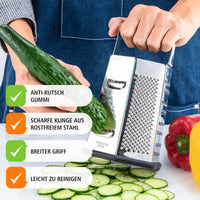 1 x RAW Customer Returns TELANKS 6-sided grater, square grater made of stainless steel 20 x 12 cm , grater for vegetables, hand grater slicer chopper, standing grater, kitchen grater with non-slip base - RRP €14.99