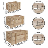 1 x RAW Customer Returns BELLE TE Set of 3 Wooden Boxes with Handles, Rustic Wooden Small, Medium and Large Design, Natural Wooden Box for Storage and Interior Decoration - RRP €41.71